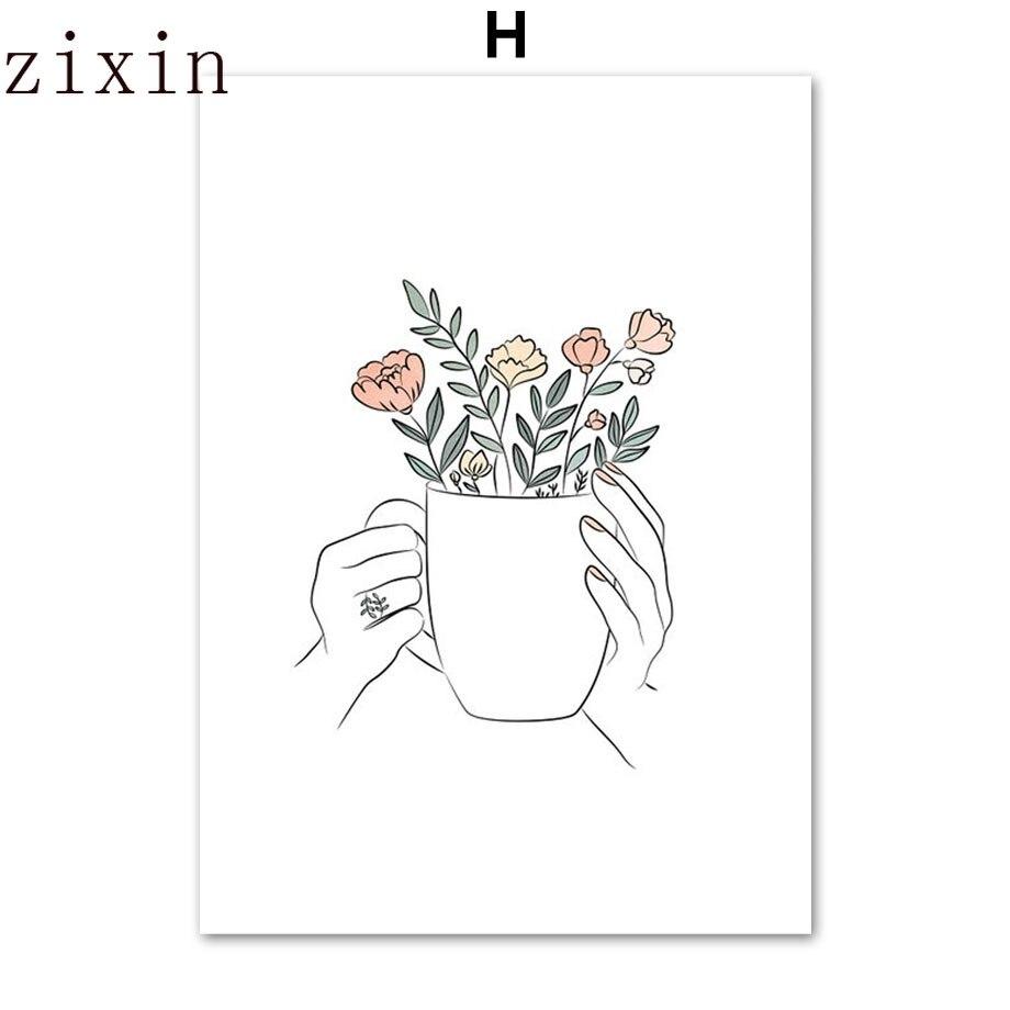 Acheter Toile d'art mural minimaliste avec tête de fleur abstraite, ligne de  fille, affiches nordiques, peinture et imprimés, images murales pour décor  de salon | Joom, image size:920x920