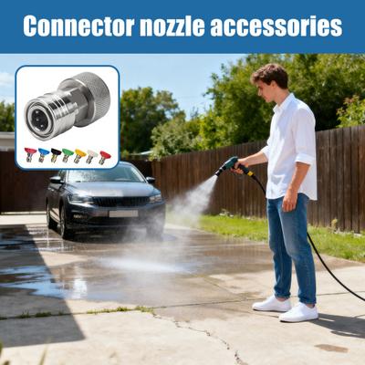 Garden Hose To Mini Power Washer Adapter 3/4-inch GHT To 1/4-inch Hose Pressure Washer Attachment Convert Water Hose To Power Washer Connector Nozzles