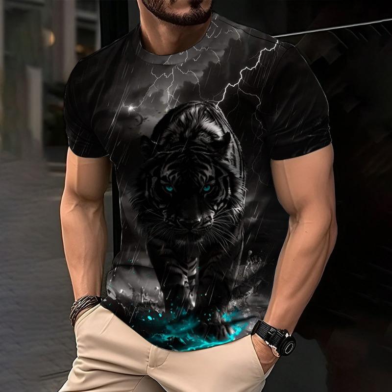 Cheetah Lion T-Shirts Animal 3D Print Men Women Short Sleeve Round Neck T Shirt Oversized Harajuku S