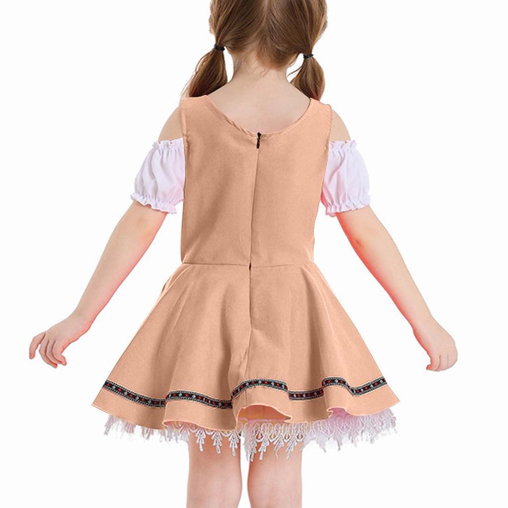 Girl's  Vintage Dress Solid Color Patchwork Cosplay Dresses
