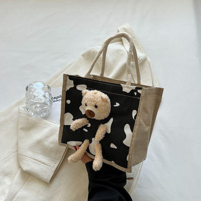 

Милая холщовая сумка для ланч-бокса в японском стиле для офисных работников Black Dairy Bear