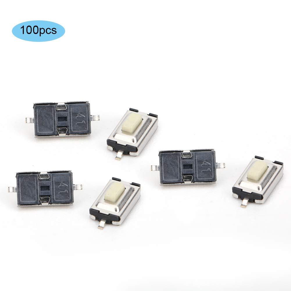 100Pcs Tactile Push Button Switch, SMD DIP 2 Pin Micro Momentary Tact Switch, 3mm x 6mm x 2.5mm for Phone GPS MP3 MP4 DIY Electronic