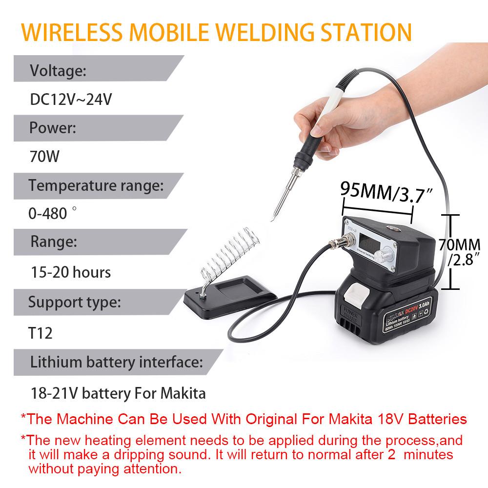 70W T12 Digital Display Electric IC Welding Soldering Iron Repair Solder Tool Wireless Portable Resistance Welder Station