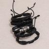 Hot Selling Punk Style Vintage Leather Bangle Set Handmade Mens Bracelets with Skull Accessories Fashionable Jewelry Accessory