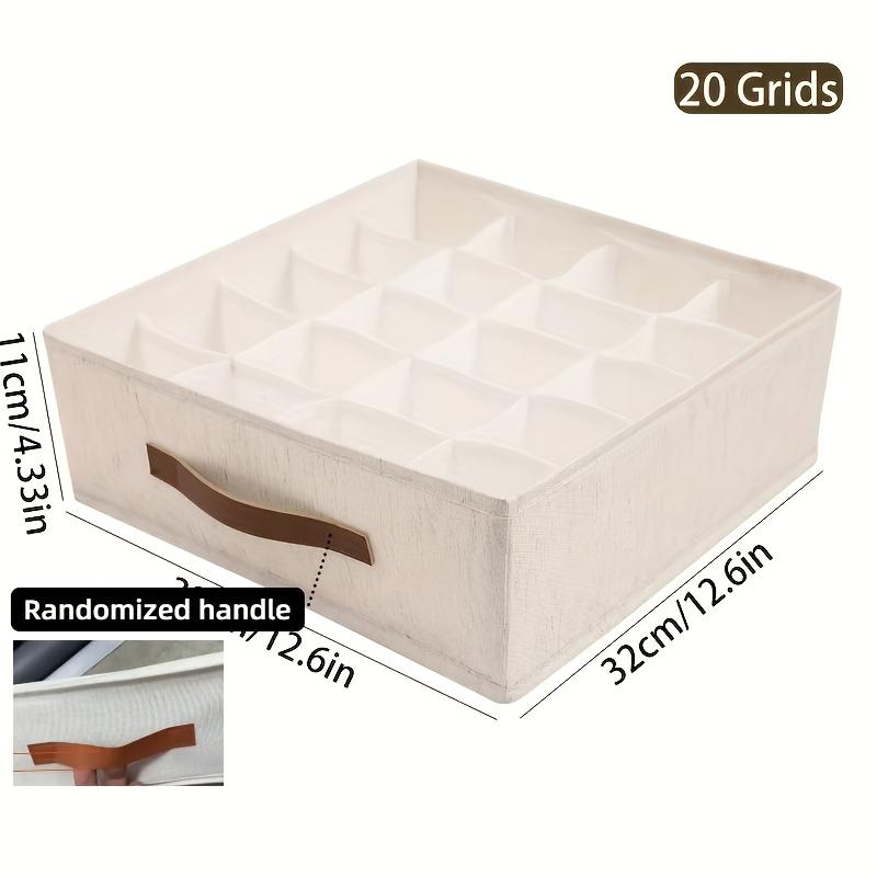 1pc Beige Collapsible Fabric Storage Box with Rose Gold Handles, Stackable Drawer Organizer for Socks, Underwear, Bras and Ties