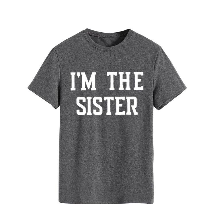 "I'M THE SISTER" Letter Print Women's Short-Sleeve T-Shirt - European & US Style Cross-Border Fashion.