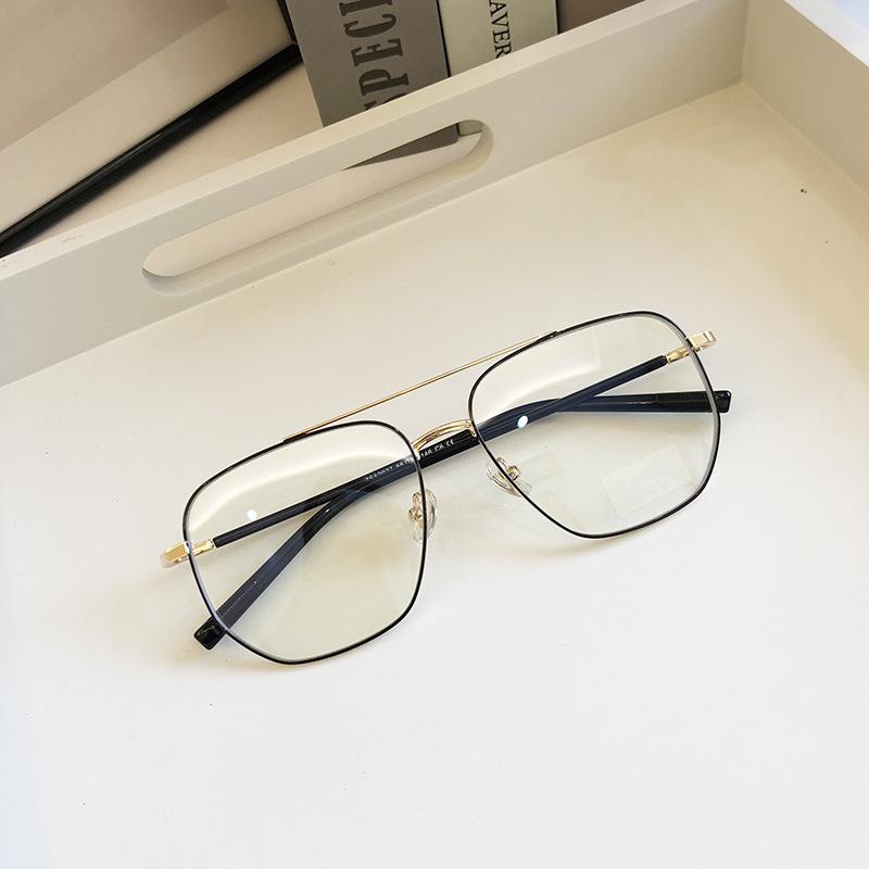 Retro Double Beam Flat Glasses Irregular Business Glasses Frame Trendy Men And Women Personality Can Be Matched With Myopia Glasses Frame