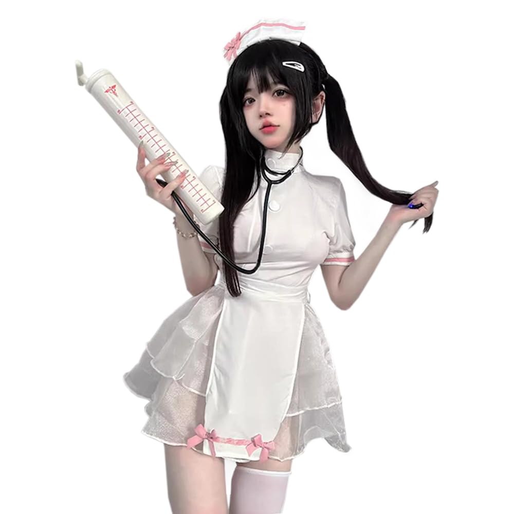 SHLYMP Cosplay Erotic Nurse Uniform Sexy Cosplay Extreme Erotic Angel In White Coat Nurse Cute Lingerie Underwear Costume Dress Cute Moe Uniform