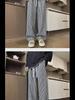 American Retro Black Striped Wide-Leg Boys' Summer Pants - Oversized, Casual Lazy Style