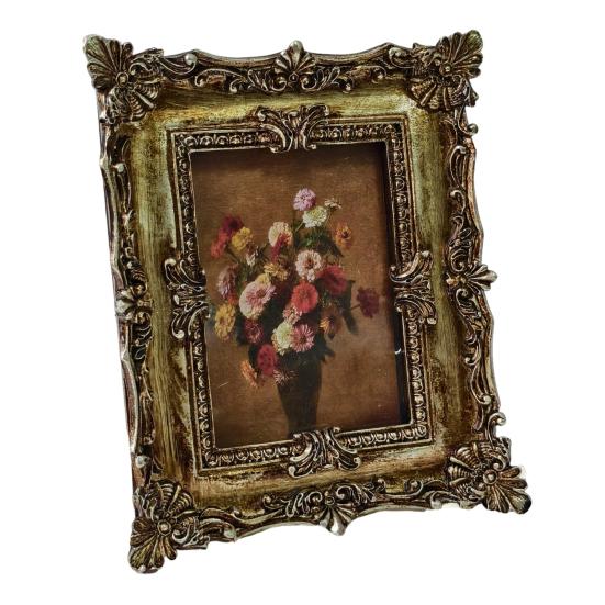 Retro Po Frame Gouden Coating Verweerd Fotolijst Hars Frame met Rococo Textuur