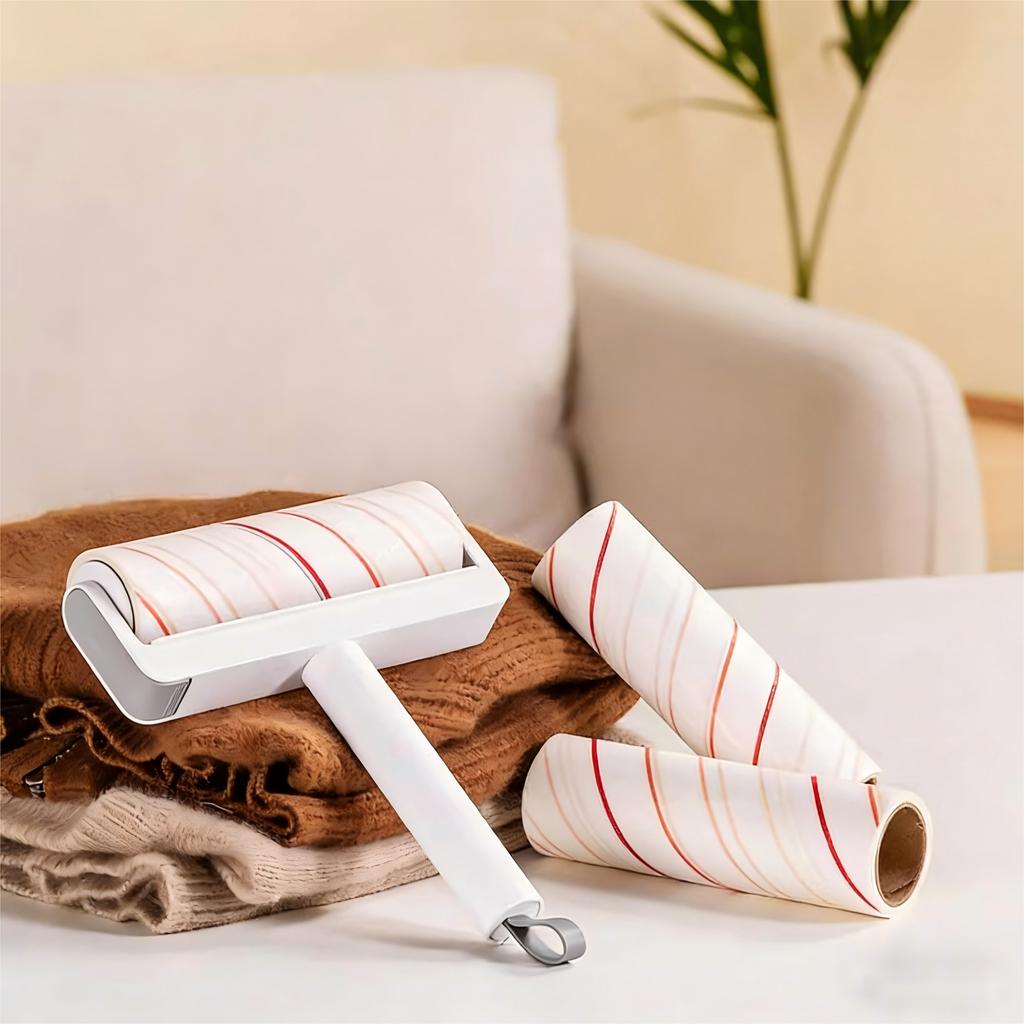 Innowell Manual Lint Roller Brush Sticky Paper Lint Remover with Telescopic Aluminum Pole Portable Hand Held Hair Remover