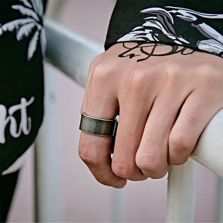 Vintage CopperColor Chunky Stainless Steel Rings for Men 8/10/12mm Gothic Punk Rock Hiphop Accessories Jewelry Gift