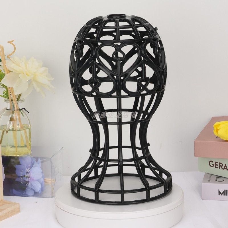 

New Arrival Multifunctional Foldable Two-Piece Wig Hair Piece Head Cover Bracket Lantern Wig Hat Display Bracket Lantern Bracket-Black
