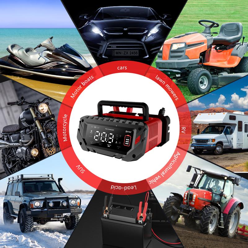 HTRC 30A/26A 6V/12V/24V Car Battery Charger for Motorcycle Lead-Acid SLA Gel Lithium LiFePo4 Portable Smart Battery Charger