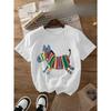 European Sizes Women'S 100% Graphic Print T-Shirt - Soft & Comfortable Casual Tee with Colorful Rainbow Horse Design, Short Sleeve Round Neck