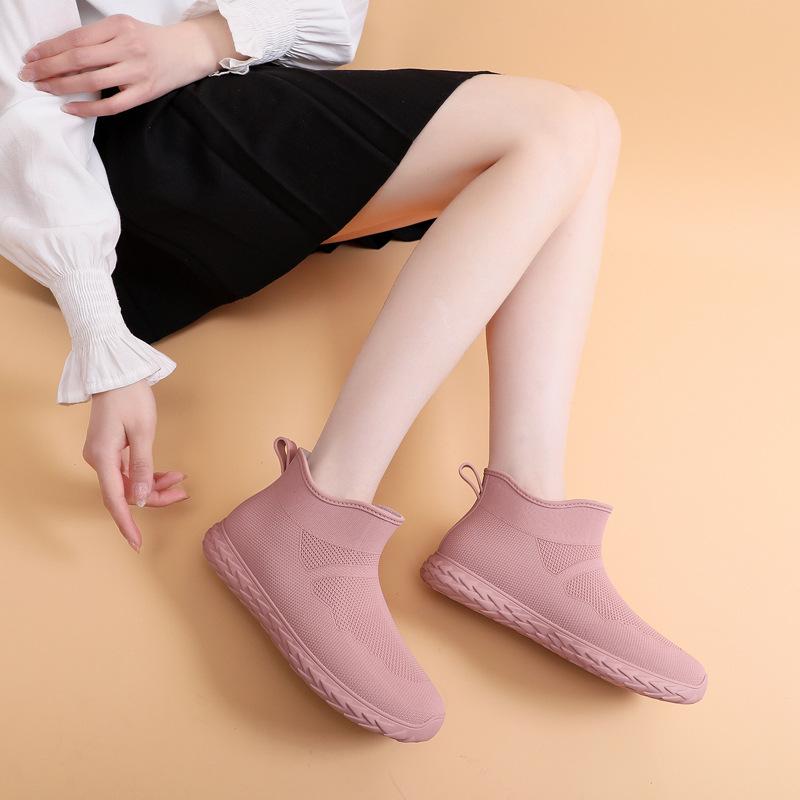 Niedrig geschnittene Regenschuhe für Damen zum Tragen in allen Jahreszeiten, modisch und schlicht, wasserdichte Schuhe mit niedrigem Schaft, weich und bequem, einfarbige Regenstiefel