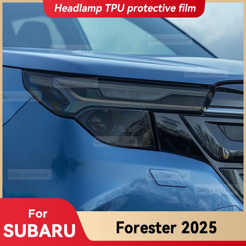 For SUBARU FORESTER 2025 Car Headlight Smoked Black TPU Protective Film Front Light Tint Change Color Cover Sticker