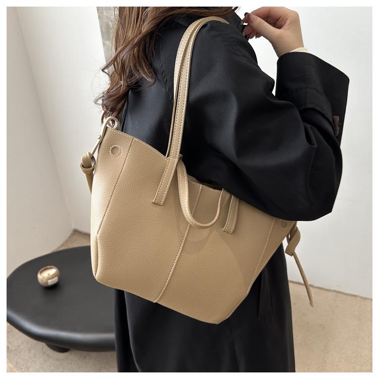 Chic Korean Style Faux Leather Tote Bag for Women, Spacious Structured Shoulder Handbag, Casual Commute Work Bag KTB