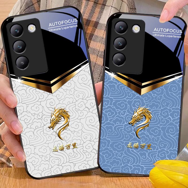 V-förmiger Wasserhahn für Y72 33S 11 03 36 96 Lite 35 16 Iqoo 12 V40 SE 5G 29 40 21 30 X80 Pro Vivo Handyhülle aus gehärtetem Glas Schwarz