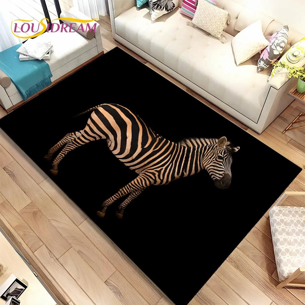 Zebra Wild Animal  Area Rug Large,Carpet Rug for Living Room Bedroom Kitchen Doormat Decoration,Children Play Non-slip Floor Mat