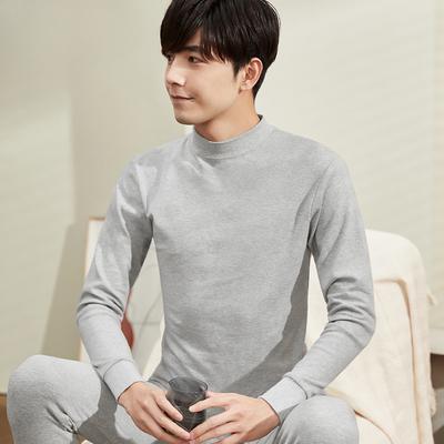 Cotton Sweater Men'S Mid-Neck Pure Cotton Slim-Fit Winter Long Johns Set Cotton Thin Semi-Turtleneck Thermal Underwear