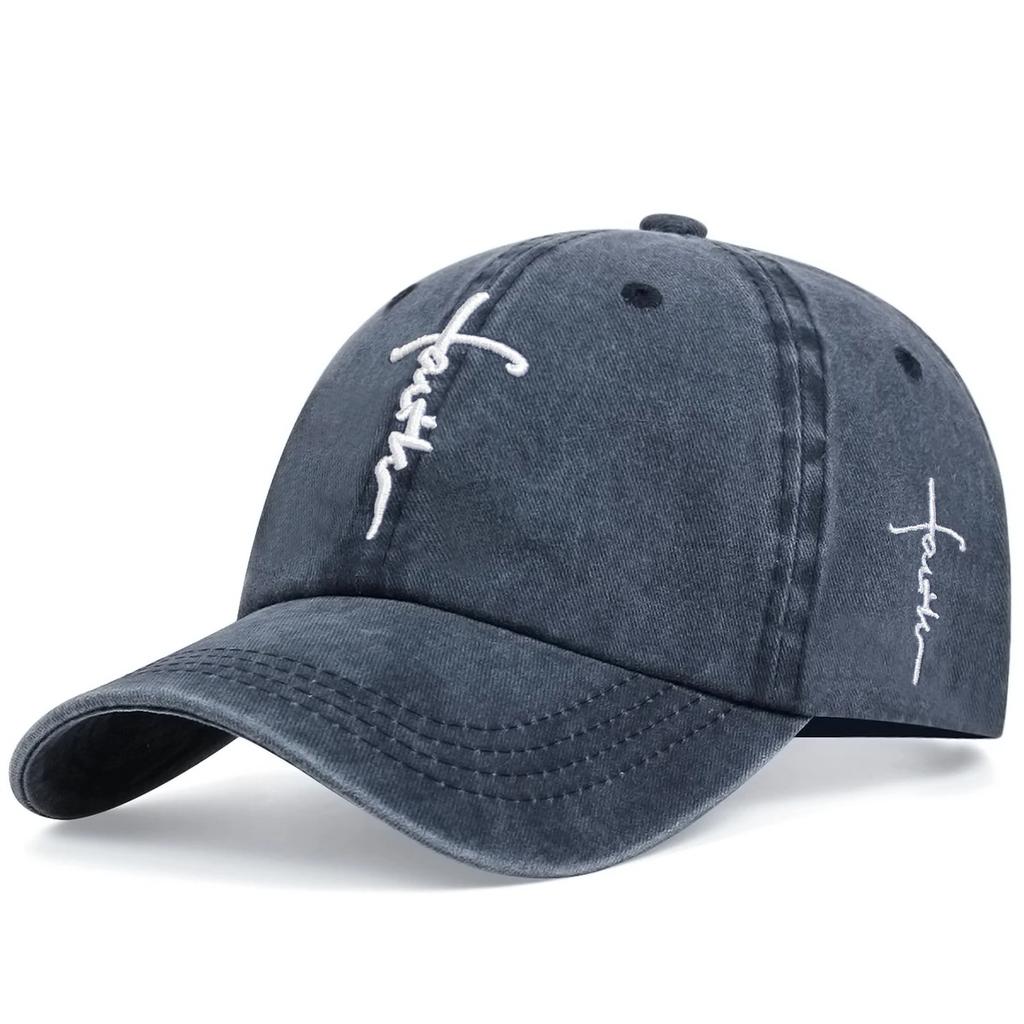 Unisex Letter Cross Embroidery Wash Baseball Caps Spring and Autumn Outdoor Adjustable Casual Hats Sunscreen Hat Sports Cap