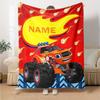 Custom Name Truck Theme Printed Blanket - Perfect for Couch, Bed, Travel & Outdoor Use | Machine Washable, Cozy & Durable.