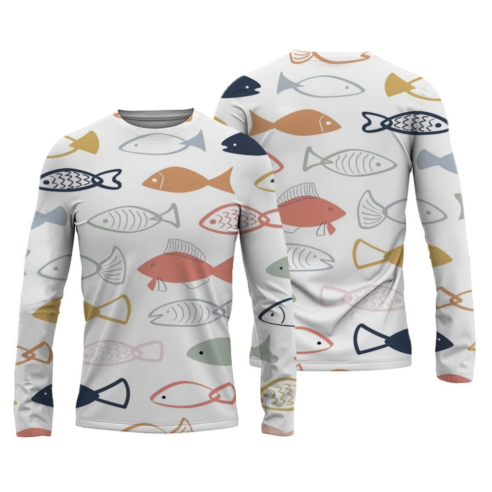 New Men's Fishing Shirts Customizable Print T-Shirt Fishing Apparel Long Sleeve Fishing Shirt Outdoor Sports Crewneck Tops 6XL