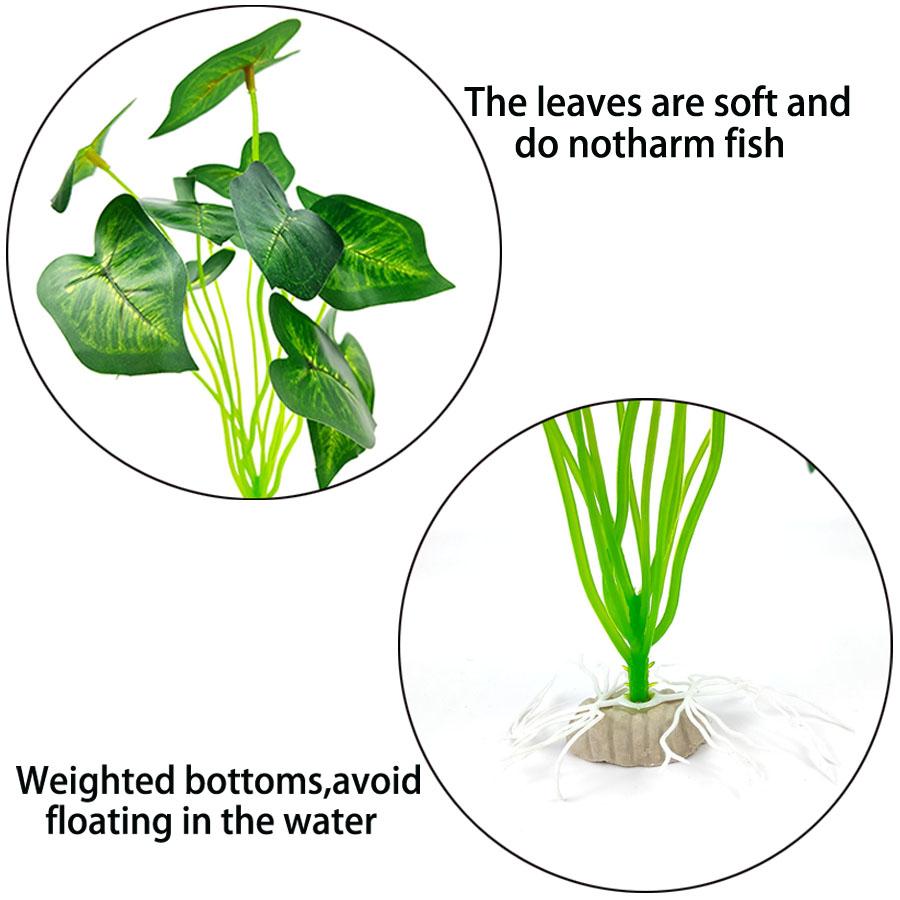 Large Green Leaf Fake Water Plants | Vibrant Plastic Aquarium Decor | Perfect for Fish Tanks, Vases & Desktop Decor – Realistic Aquatic Plants