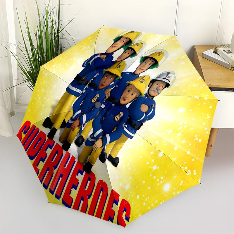 

Fireman Fire trucks Themed Travel Umbrella-8 Ribs Automatic Opening and Closing, Portable Folding Design, Compact and Stylish Umbrella Suita