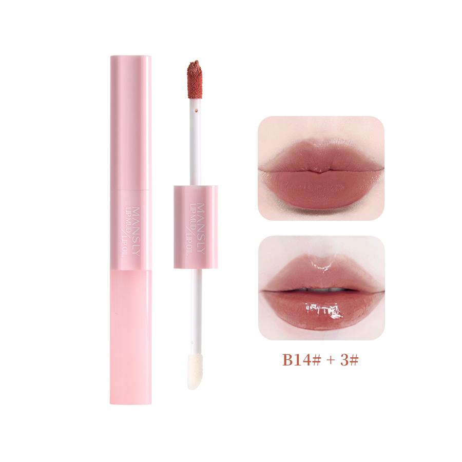 Double Moisturizing Lip Oil with High Pigment Waterproof Lip Mud