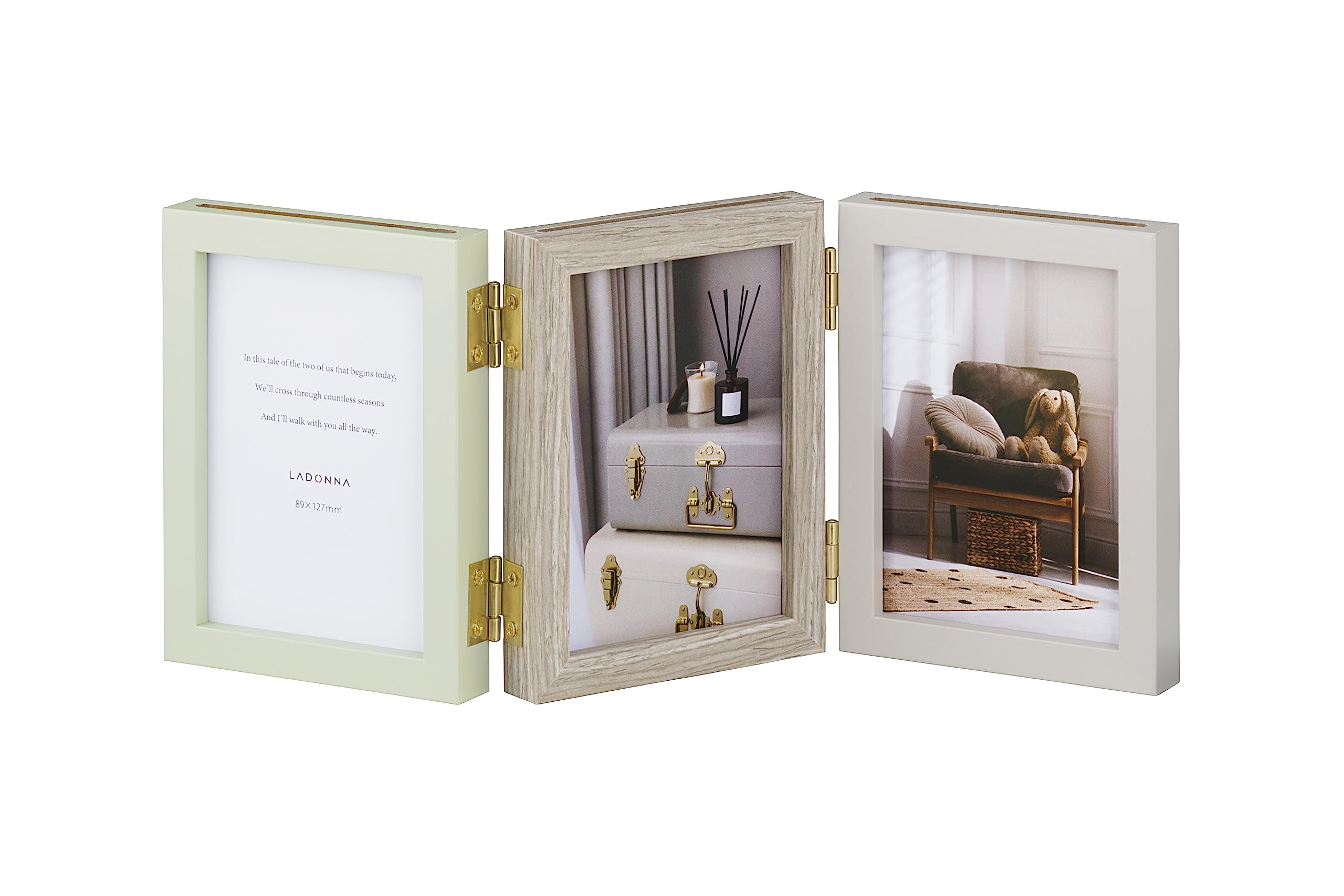 

LADONNA Photo Frame, Double-Sided Display Frame, Large, 3-Sided, Stylish, Multi-Face, SF16-60-B