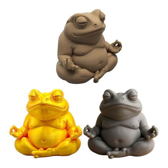 Zen Frog Ornament Frog Sitting In Meditation Figurine 3D Printed Desktop Frog Statue for Home Office Bookshelves Cabinet Decoration