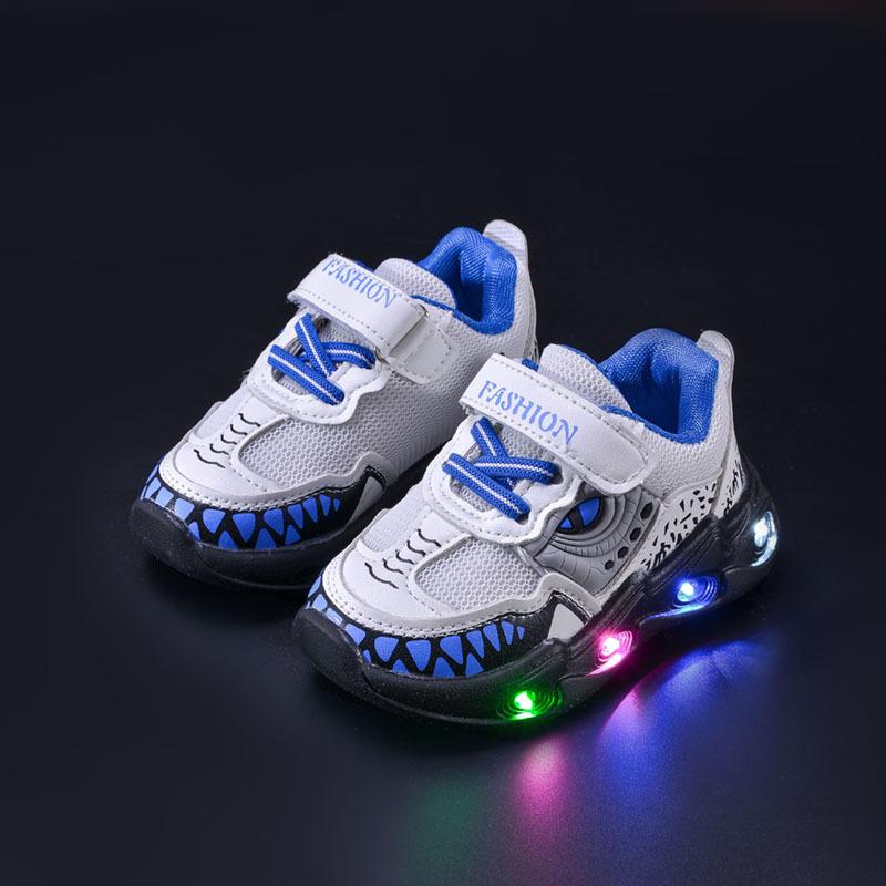 TS JYL JK193 Kids Mid Top Leather Light Up Shoes Anti Slip Sole Stylish Casual Footwear For Kids