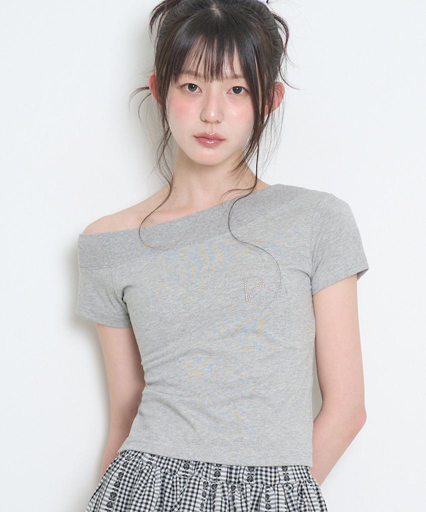 ILLIGO 129 One-Shoulder Hotfix Top Melange