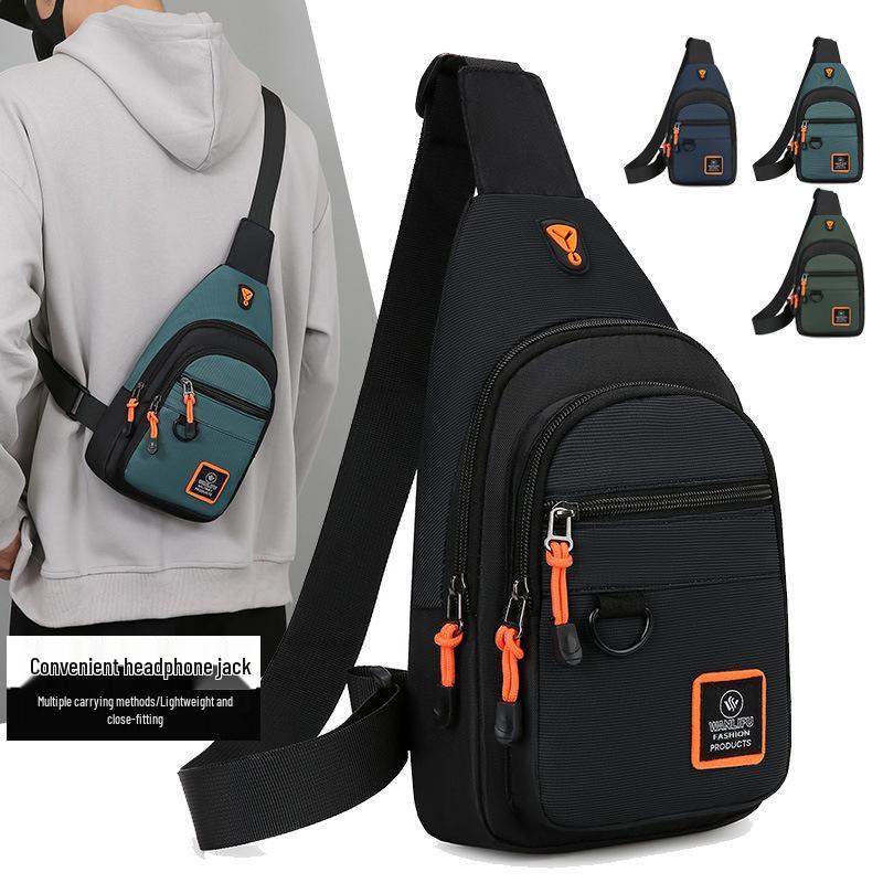 Trendy Lightweight Men's Commuter Chest Bag: Wear-Resistant, Large Capacity, Multi-Compartment Crossbody