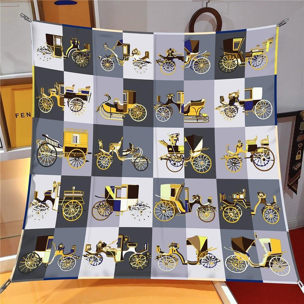 

90CM Square Plaid Color-blocking Twill Scarf Hijabs Air Conditioning Shawl Foulard Neckerchief For Ladies 90x90cm