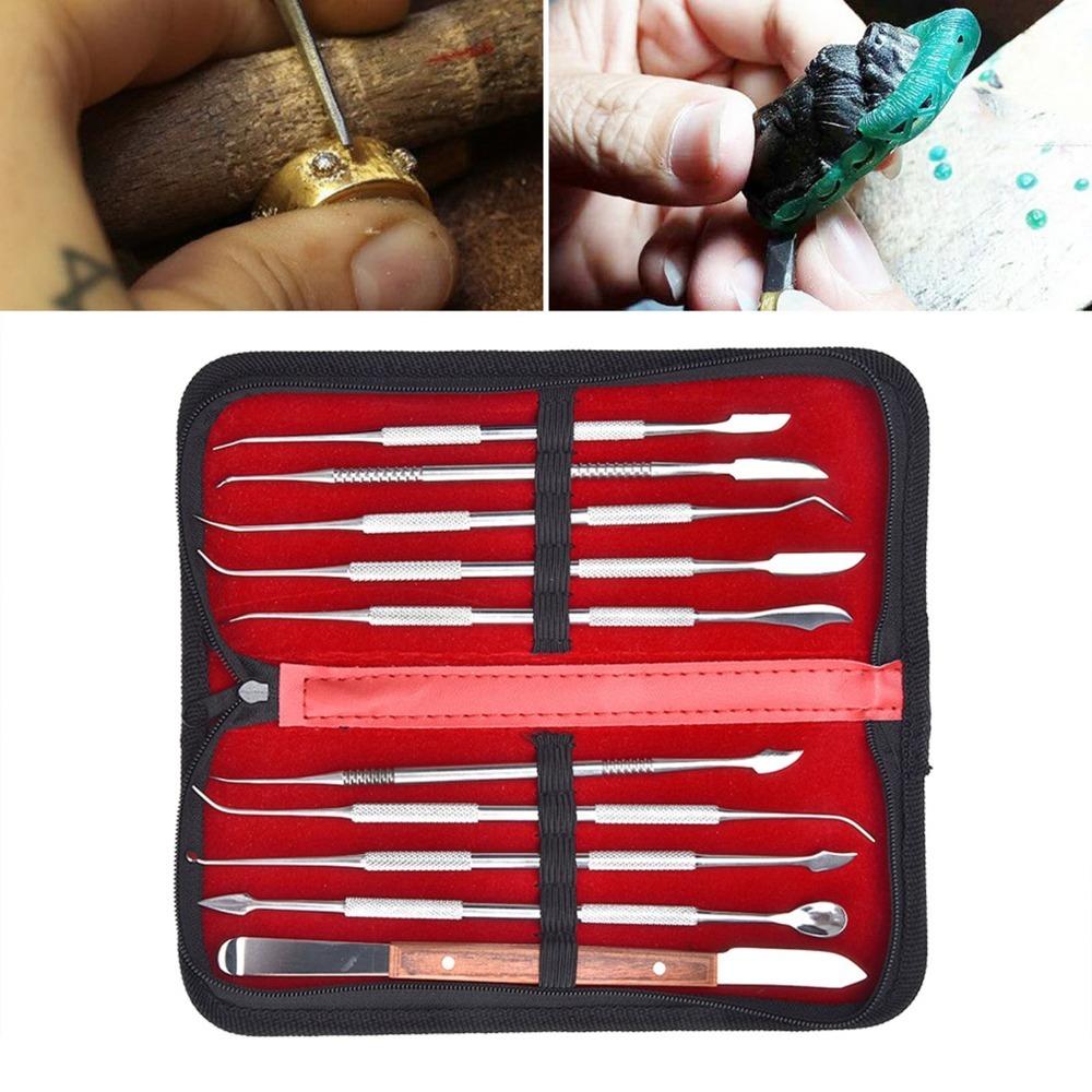 Set di Strumenti per Scultura in Cera in Acciaio Inossidabile, Doppia Estremità, Set da 10 Pezzi, Kit per Scultura in Metallo con Custodia, Strumenti Portatili per Scultura in Argilla