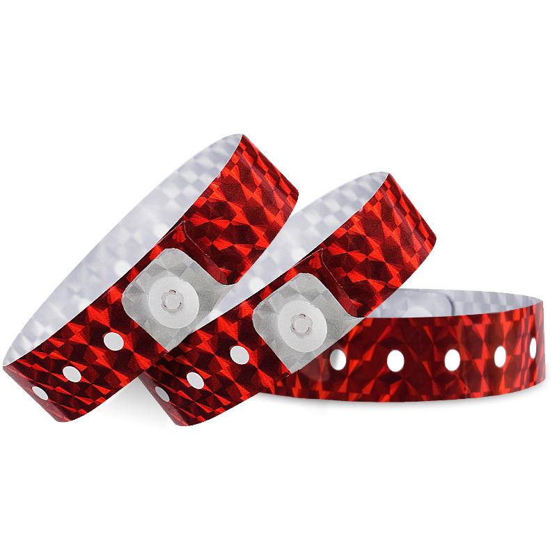 Holographic Event Wristbands 50/100Pcs Waterproof Adjustable Snap Shiny for Birthday Party Club Entry Check Event Use
