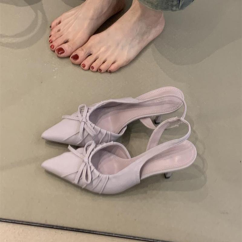 

Fashion Summer High Heel Women Sandals Fashion Pointed Toe Singbacks Shoes Design Style Banquet Party Dress Sandalias Shoes 35 фиолетовый