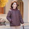 Elderly Women's Plush Lined Plaid Hooded Winter Coat