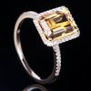14K Gold Square Ring for Women Yellow Topaz Ametrine Bizuteria Gemstone Anillos Jewelry Bijoux Femme Bague Men Ring Box