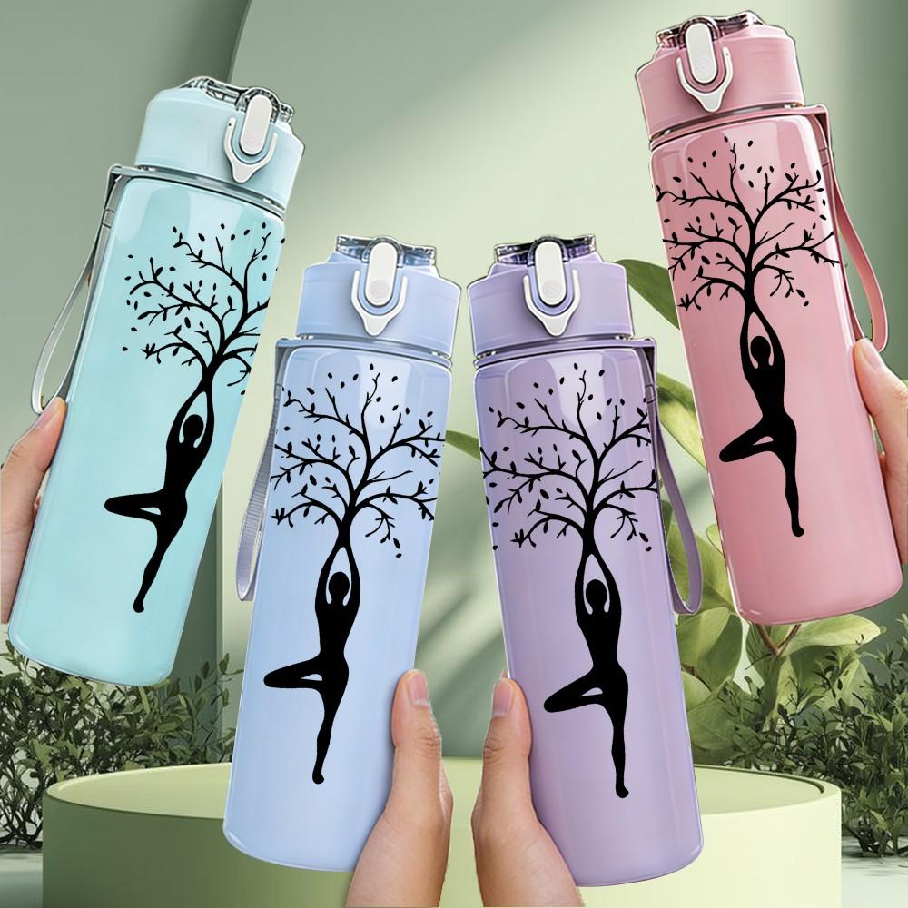 1PC Lady Silhouette Tree Silhouette Print 750ml Color Plastic Sports Water Bottle Leakproof Flip Straw Lid Suitable for Sports Office Home Use