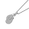 Pendente a Guanto da Pugilato Pieno di Zirconi Cubici Iced Out Design Hop Scatola Gioielli Collana Bling Catene alla Moda per Rapper e Pugili