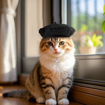 Modieuze Kat Baret Hoed Rood Zwart Huisdier Hoofddeksel Huisdier Accessoires Kat Hond Petten Buiten Binnen