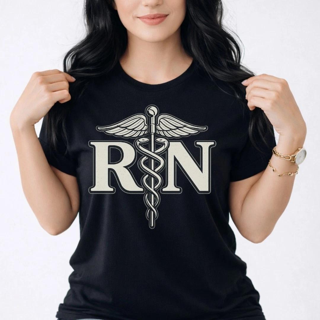 RN Nurse Shirt Medical Symbol T Shirt Healthcare Worker Graphic Tee M