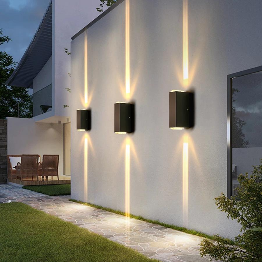 6W Waterproof Narrow Beam LED Wall Light Outdoor Up Down Porch Wall Wash Light Hotel Building Outline Exterior Wall Lamps