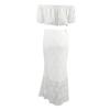 2026 Elegant White Lace Dress Set Women French Strapless Long 2 Piece