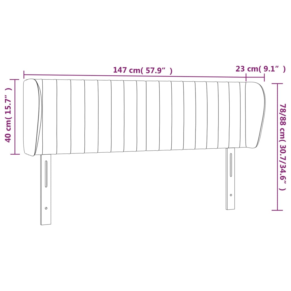 Headboard with Ears Pink 147x23x78 88 Cm Velvet
