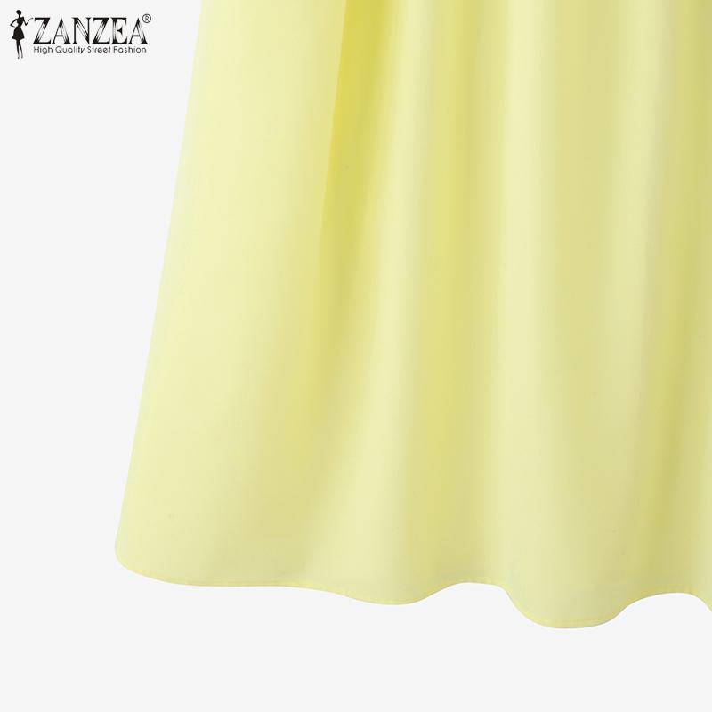 ZANZEA Dámské letní kulatý výstřih volné ležérní bez rukávů šaty